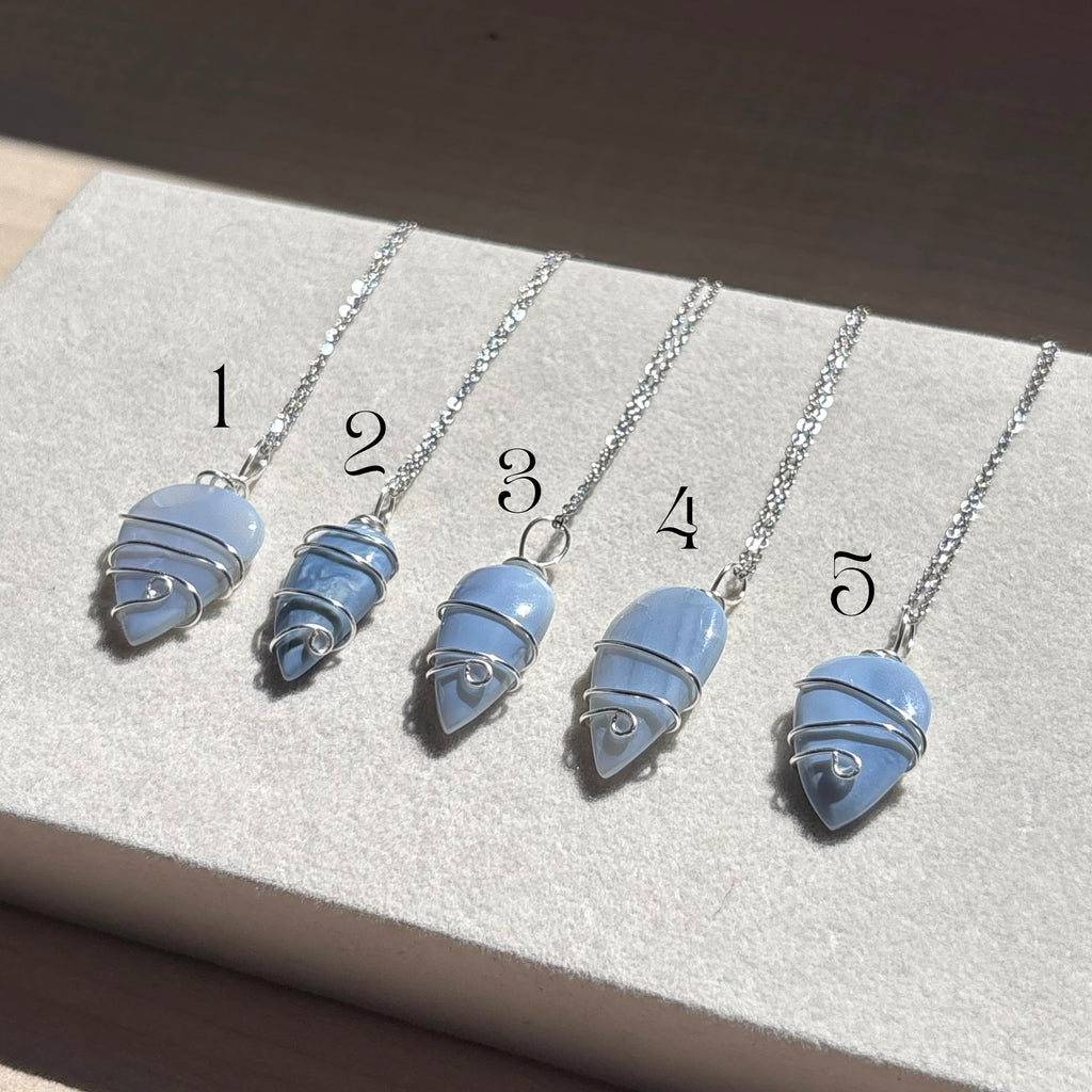 Collar piedra Opalo azul
