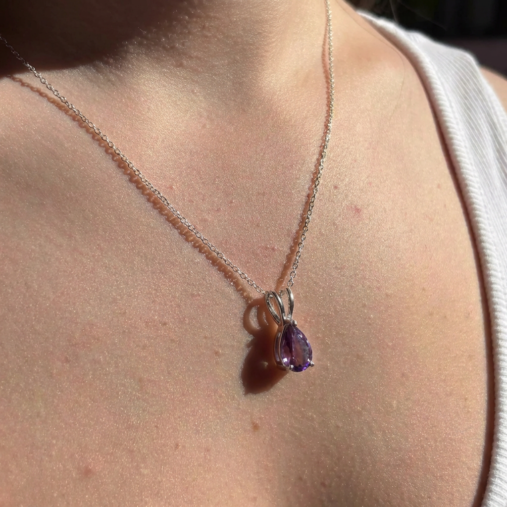 Collar piedra amatista plata 925