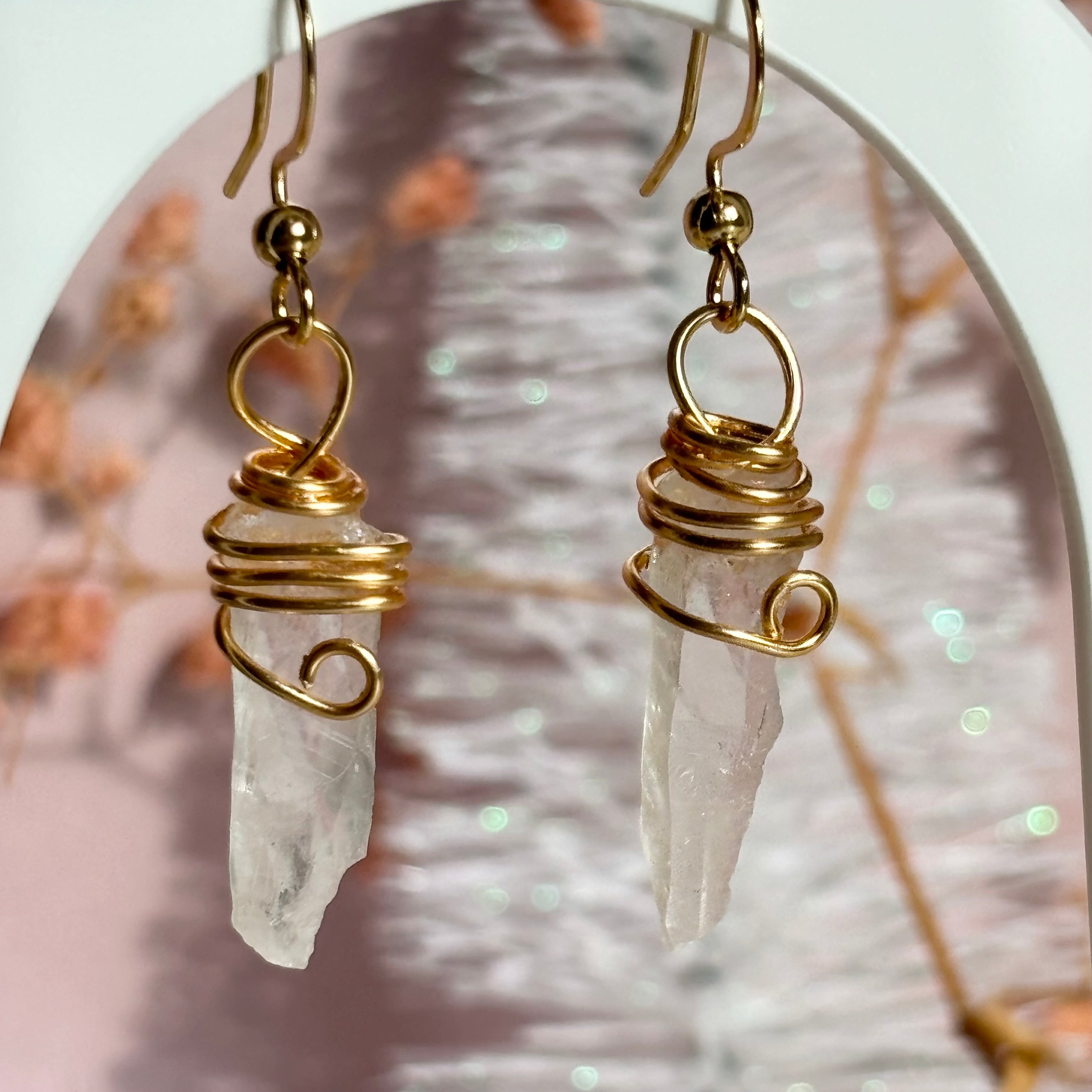 Pendientes cuarzo transparente