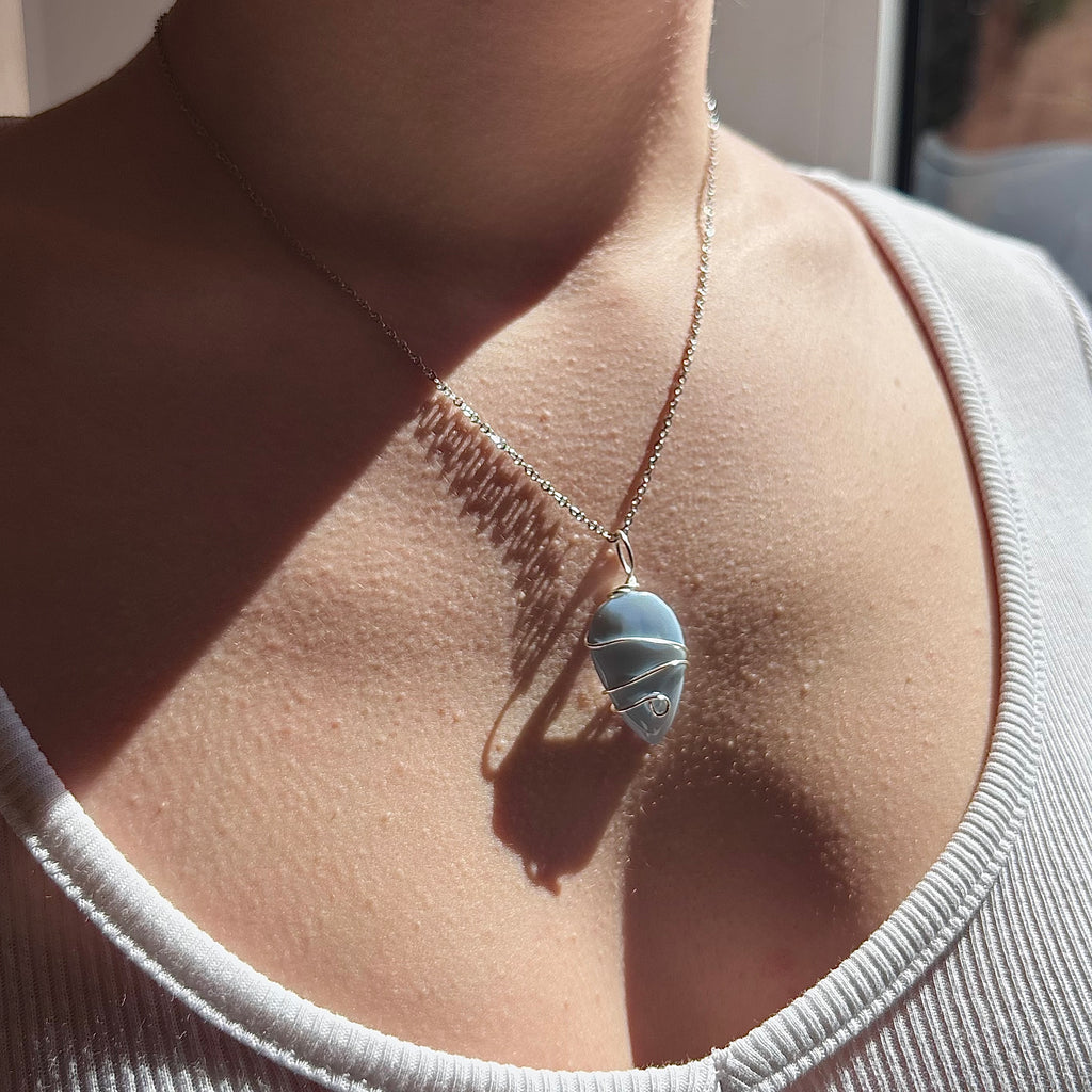Collar piedra Opalo azul