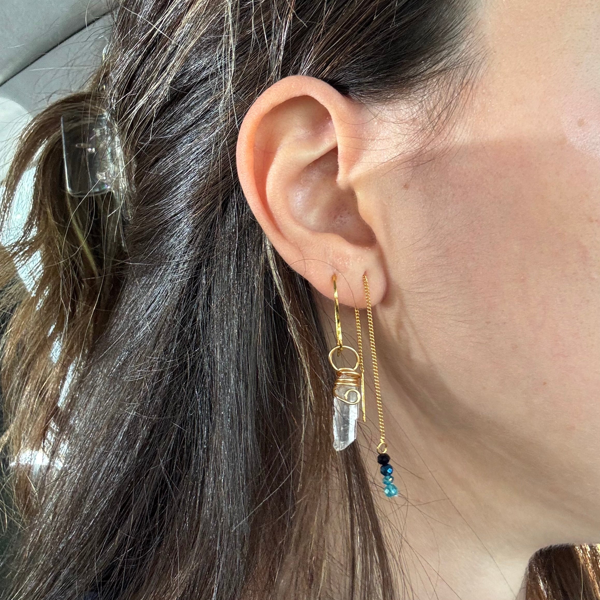 Pendientes cuarzo transparente