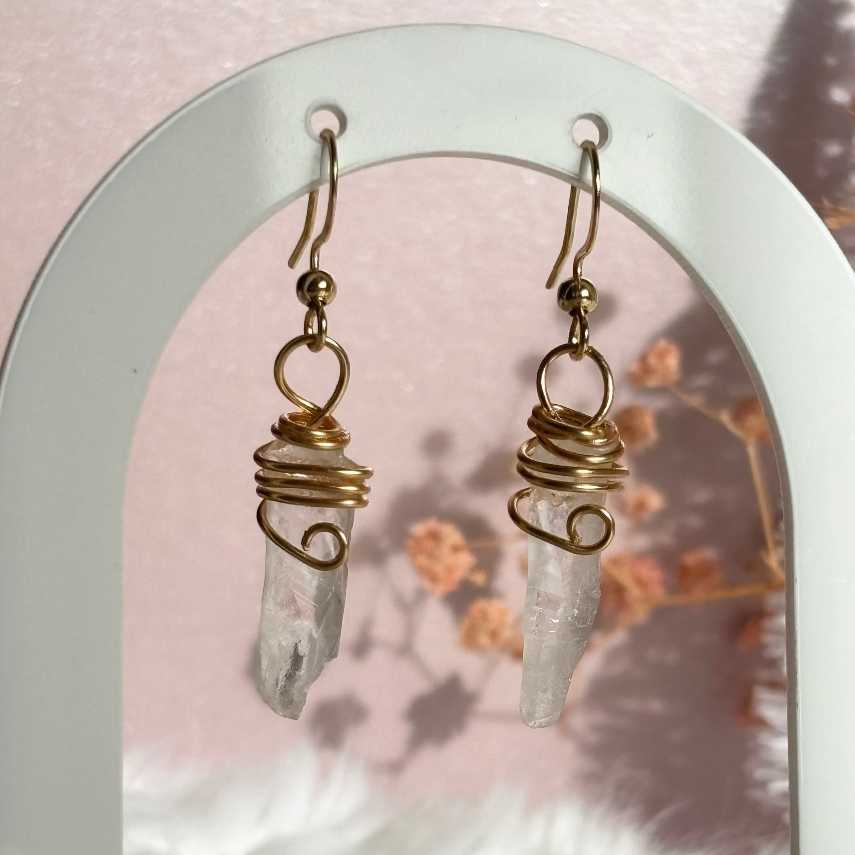 Pendientes cuarzo transparente